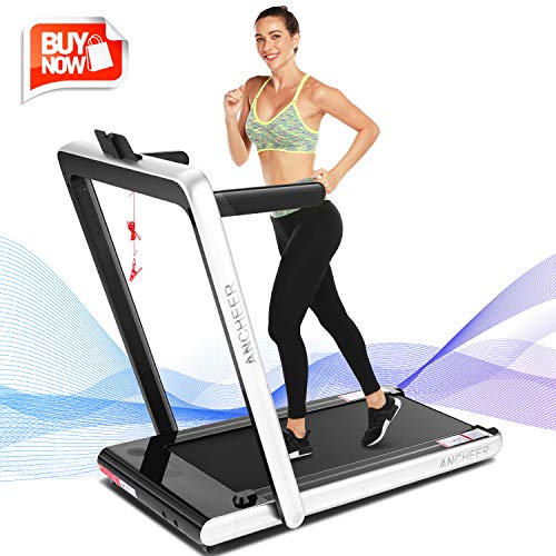ANCHEER 2 in1 Folding Treadmill, 2.25HP Under Desk Electric Treadmill with Remote Control