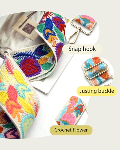 Image of Embroidered Purse Straps Replacement Crossbody Wide Adjustable Bag Straps | Thick Purse Strap for Crossbody Bags,Extra Long Strap,Cross Body Straps for Handbags,Bag Straps for Tote Bags,Shoulder Straps
