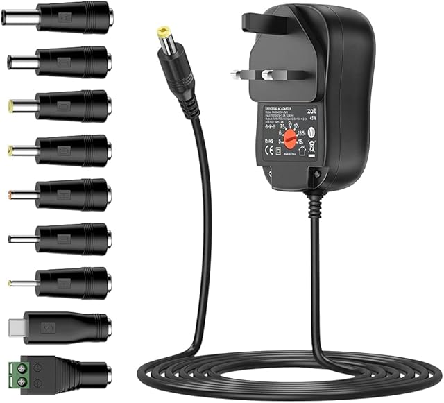 Zolt 45W Universal AC to DC Power Adapter 5V 6V 7.5V 9V 12V 13.5V 15V 1A 2A 3A Power Supply Charger, with 5V 2.4A USB Port for Led Light TV Box CCTV Camera HUB Tablet Speaker and More Electronics