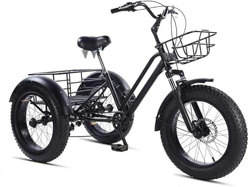 大人用 7 速 3 輪自転車 - 20 インチのタイヤ、ショッピング バスケット、マッドガード付きの三輪自転車 - サイクリングやショッピングに最適!