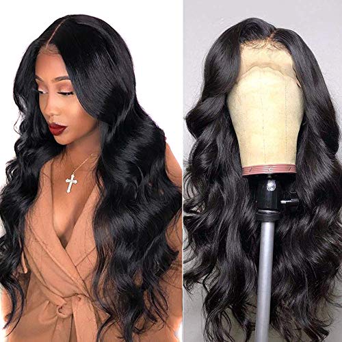 Karbalu Hair Lace Front Human Hair Wigs Pre Plucked with Baby Hair 150% Density Brazilian Body Wave Human Hair Lace Front Wigs for Women Natural Hairline (4x4 Body Wave Lace Front Wig,18")