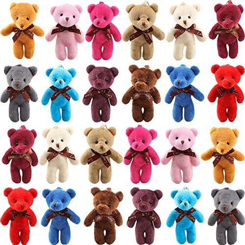 Haconba 36 Packs Mini Teddy Bear Toy Plush Stuffed Bear Doll for Keychain Craft DIY Accessory Birthday Gifts Party Favors Supplies, 12 Colors