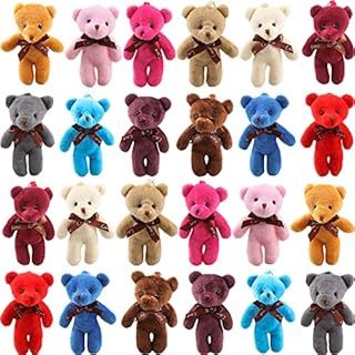Haconba 36 Packs Mini Teddy Bear Toy Plush Stuffed Bear Doll for Keychain Craft DIY Accessory Birthday Gifts Party Favors Supplies, 12 Colors