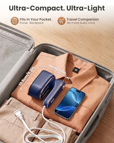 Image of Steamer for Clothes, Handheld Portable Iron Steamer, 2-in-1 Dry & Steam, 180 Rotatable Handle, 20s Fast Heat-Up, 970W Travel Steamer for Home & Travel, 120V Only