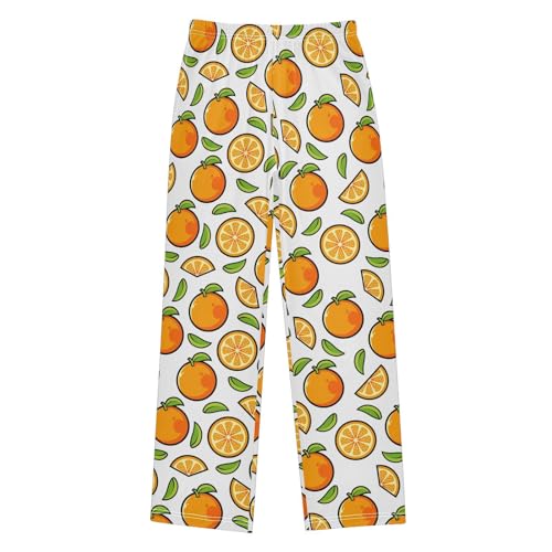 ZZXXB Orange Fruit Boys Long Pants Soft Trousers Elastic Waist Kids Lounge Bottoms with Pockets S-XL