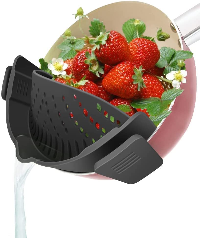 Colino A Clip In Silicone Arancione - Filtro Universale Per Pentole, Pasta, Verdure, Adatto A Ciotole, Lavabile In Lavastoviglie