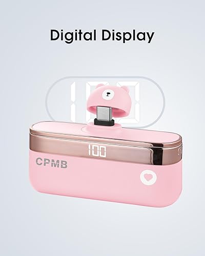 Miniatura 5 de Pequeño banco de energía con cargador portátil de 5,000 mAh de 22.5 W, pantalla digital, Android, batería de banco de energía compatible con Samsung