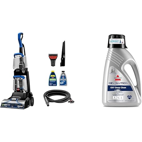 BISSELL TurboClean Pet XL Upright Carpet Cleaner + BISSELL Revolution Upright Deep Cleaner Carpet & Upholstery Formula, Oxy Deep Clean with Stain Protect, 48 oz, 3975
