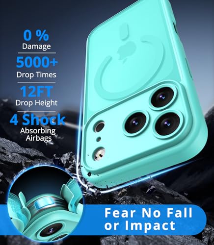 Coque iPhone 17 Pro MagSafe antichoc militaire avec verre trempé bleu vert - 2