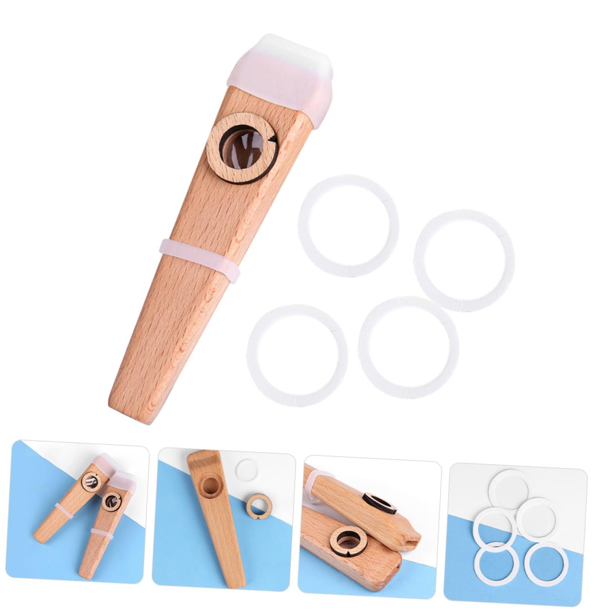 SUPVOX Set de Kazoo en Bois Facile à Jouer Transporter pour Ukulélé et Guitare, Instrument Musical Original Adapté à Tous Âges