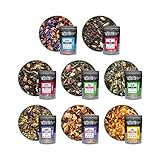 Tiesta Tea Tiesta's Top 8 Favorites Tea Sampler Dry Flight Set - High to No Caffeine, Hot & Iced Tea, Loose Leaf Tea Variety Pack with Green, Herbal, Black & Chai Tea, 8 Sample Pouches