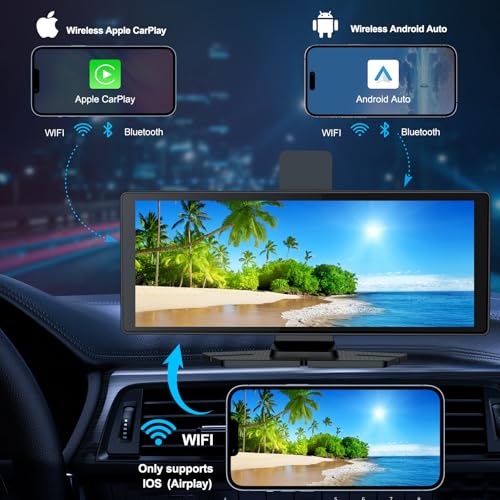 Pantalla inalámbrica CarPlay 10.26 pulgadas con cámara 4K y 1080P miniatura 6