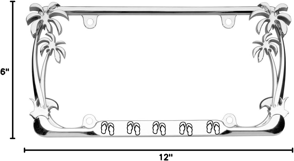 Flip Flops Style Palm Tree Heavy Duty Metal License Plate Frame Auto License Plate Frame/Car Accessories