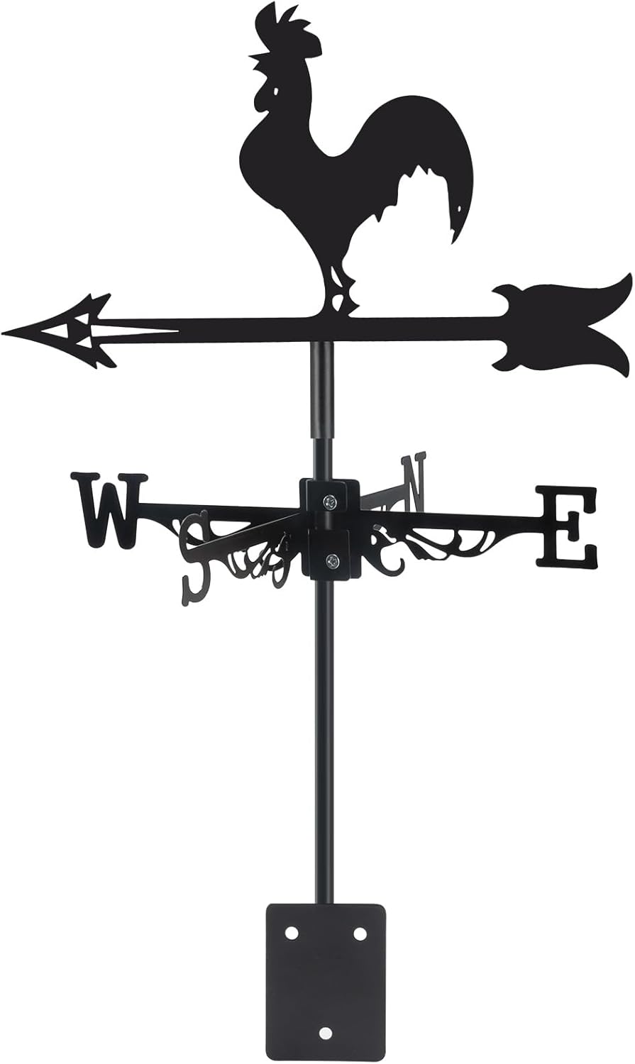 Rooster Metal Weather Vane Wind Direction Indicator Outdoor Weather Vanes Roof Mount Yard Patio Wind Vanes for OutsideYard Farm Garden Patio Decoration