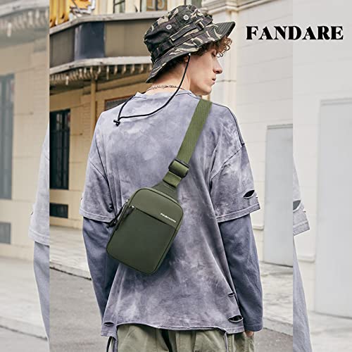 FANDARE Ultralight Sling Bags Chest Pack Crossbody Bags One Strap Rucksack Shoulder Bag for Men Sling Backpack Travel Hiking Sport Gym Daypacks Waterproof Nylon Green - Image 2