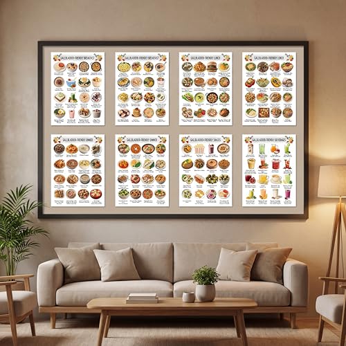 Image of Sinload 12 Pcs No Gallbladder Diet Plan Gifts Gallbladder Removal Health Diet Chart Gallstone Meal List Poster for Beginners Calm Digestion Kitchen Bedroom Living Room