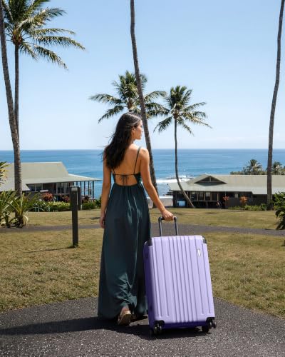 Image of Coolife Luggage, Lightweight and Durable Hardshell, 28 in, Light Purple