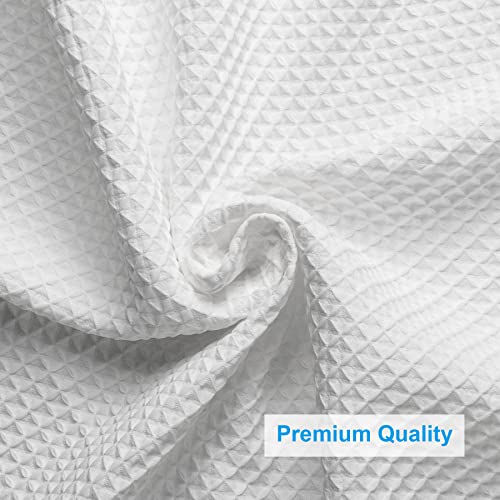 Image of AmazerBath White Shower Curtain Fabric, Waffle Shower Curtain Polyester, Luxury Cloth Shower Curtains for Bathroom, Hotel Quality, Machine Washable, Heavy Duty, 72 x 72 Inches (Matte White)