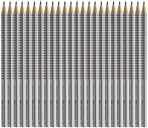 Faber-Castell 117697 - Bleistifte GRIP 2001, Schaftfarbe: silber, schwarz (2B, 1 stück (24er Pack))