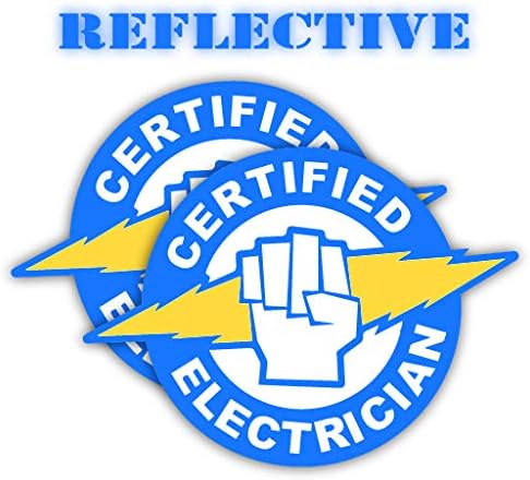 Pair | Reflective Certified Electrician Hard Hat Decal | Helmet Sticker | Lunch Bob Label | Tool Box Decal | (Blue and Yellow)