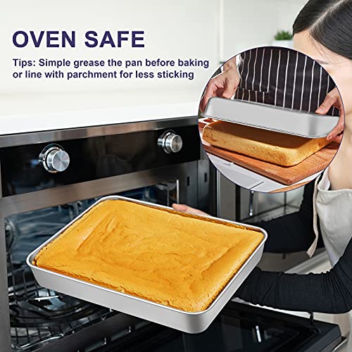 Joyfair Baking Tray Set of 2, Stainless Steel Baking Sheet Pans, Deep Cake Tins/Rectangle Bakeware for Cake/Brownie/Lasagna/Casserole, 26x20x5cm, Heavy Duty, Matte Finish& Dishwasher Safe - Image 6