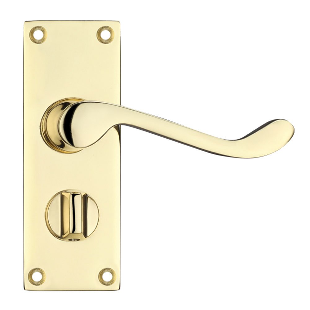 Project Victorian Scroll Door Handles - Privacy Set - Electroplated Brass
