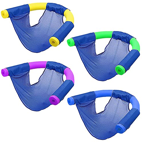 The Dreidel Company 4-Pack Pool Noodle Mesh Chair for Floating Pool Noodle, Only Swimming Net Lounge Chair Seat, Great for Water Relaxation
