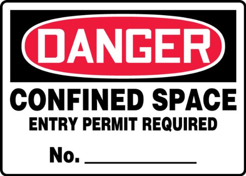 Panneau Danger Espace Confiné en plastique 25,4 x 35,6 cm pour signalisation de sécurité