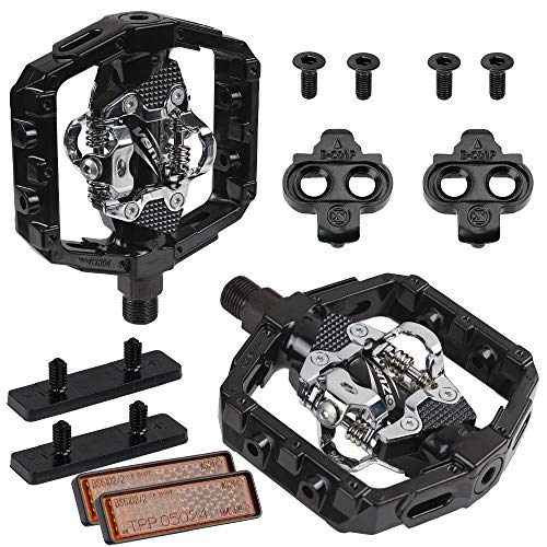Repacked Venzo Compatible With Shimano Spd Mountain Bike Cnc Cr-Mo Die-Cast Aluminum Sealed Pedals With Cleats - Dual Platform Clipless Pedals For Mountain Bike - Easy Clip In & Out #TOP2