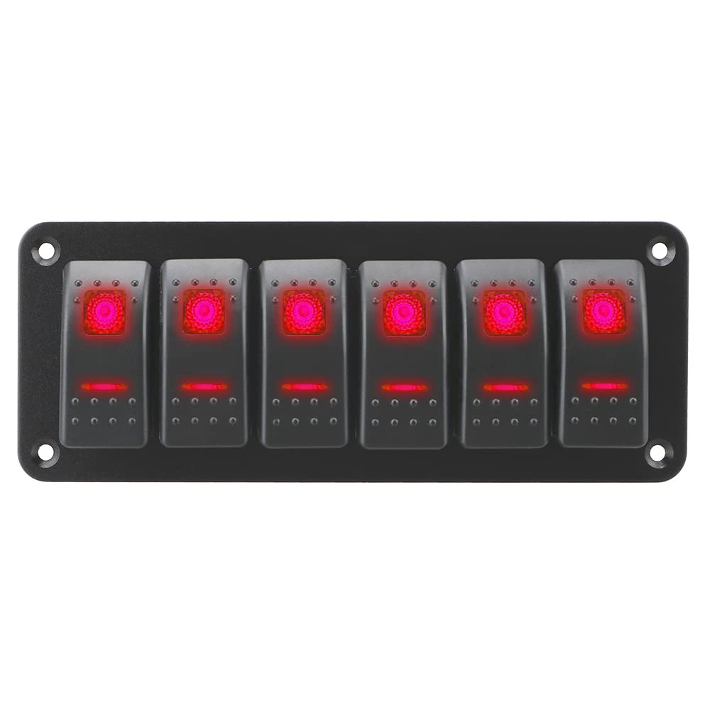 Baceyong Panel de interruptor basculante para coche, 12 V/24 V, 240 W, modificado para yate, 12-24 V, aluminio, interruptor universal de 3/4/5/6/8