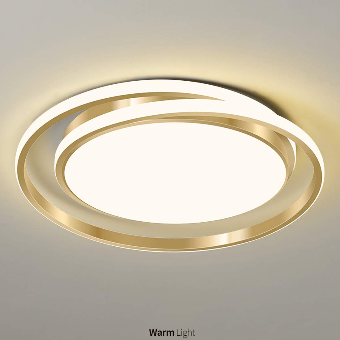 Schlafzimmer Deckenleuchte mit Fernbedienung, LED Dimmbar, Golden Deckenlampe Modern Wohnzimmer, Rund Ring Design, Minimalistisch Kronleuchter für Esszimmer Studierzimmer Art Deko Beleuchtung (Ø45cm)