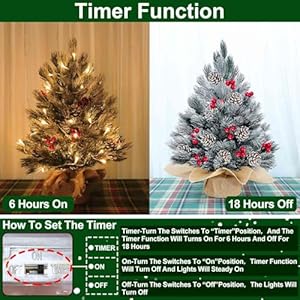 TURNMEON 20 Inch Realistic-Feel PE Snowy Small Tabletop Christmas Tree, Table Top Christmas Tree with 35 Lights Timer Battery Operated Chrisrmas Tree Berry Pinecone Burlap Base Xmas Decor Indoor Party TURNMEON 20 Inch Realistic Feel PE Snowy Small Tabletop Christmas Tree Table Top Christmas Tree with 35 Lights Timer Battery Operated Chrisrmas Tree Berry Pinecone Burlap Base Xmas Decor Indoor Party