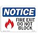 OSHA Notice Sign - Fire Exit Do Not Block | Rigid Plastic Sign | Protect Your Business, Construction Site, Warehouse & Shop Area | Â Made in the USA