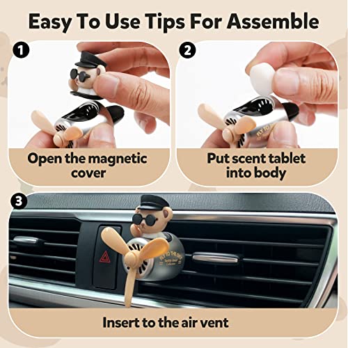 Image of Bear Pilot Car Fresheners Vent Clip Cute Teddy New Car Scent Automotive Air Fresheners Cartoon Air Outlet Aromatherapy Ornament Thank You Gifts for Him Her Friends, Families