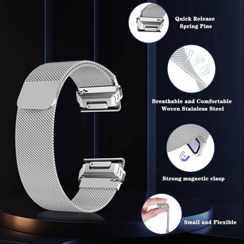 ZoRoll 22 mm Quickfit Metal Strap Compatible with Garmin Fenix E 47mm/Fenix 8 47mm/7 Pro/7/6 Pro/6/5 - Image 2