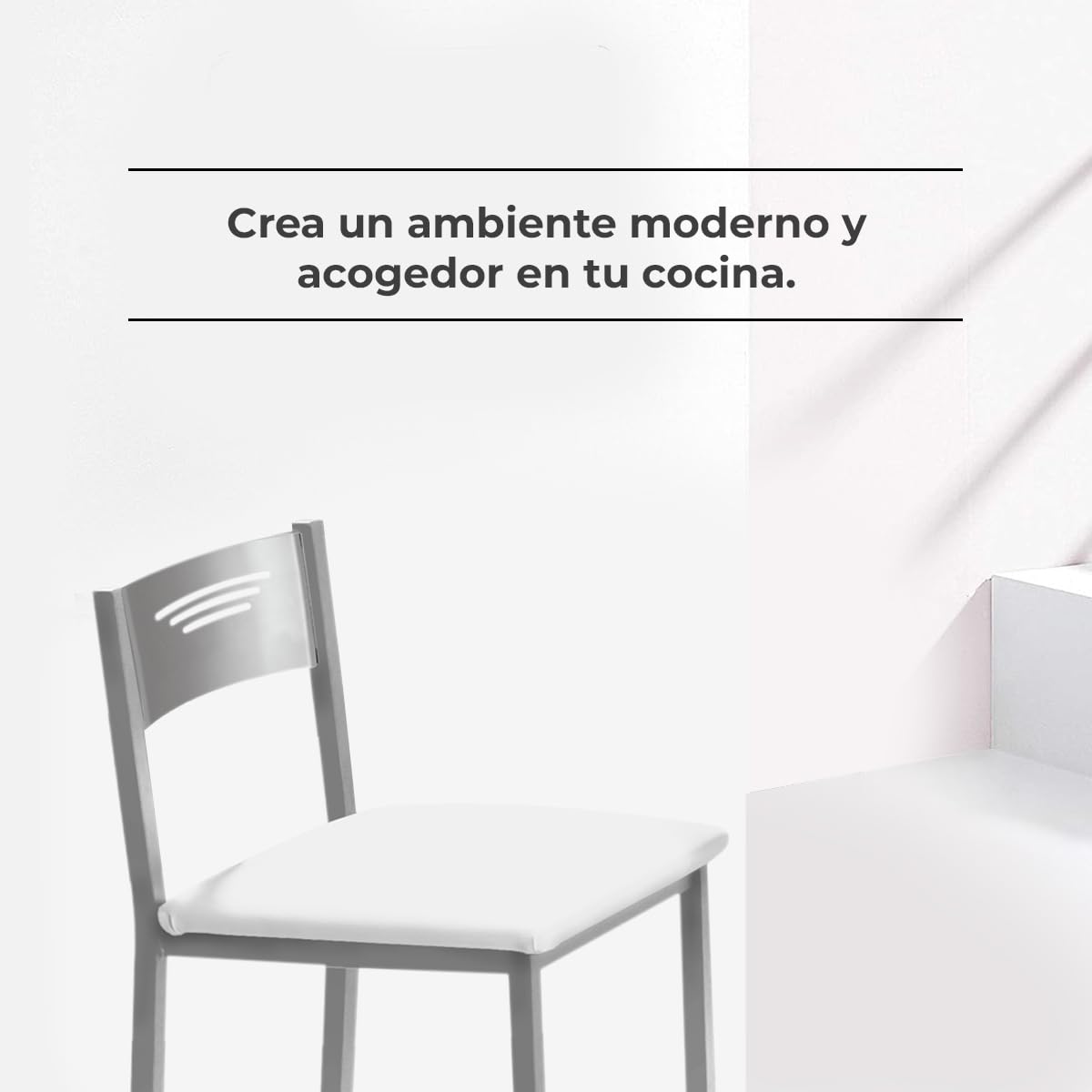ASTIMESA Taburete Alto de Cocina 70 cms Polipiel Blanco