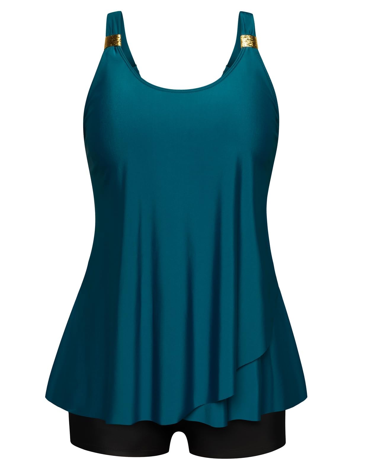 Hanna Nikole Traje de baño tankini de 2 piezas para mujer, talla grande, tankini con volantes y pantalones cortos de natación