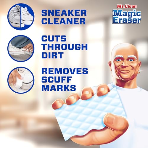Mr. Clean Magic Eraser Sponge, All Purpose Cleaner, Cleaning Scrubber, Wall Cleaner, Sneaker Cleaner, Kitchen, Bathroom, Shower Cleaning Supplies,