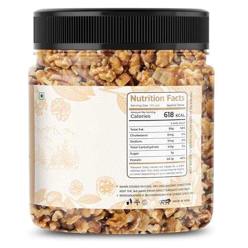 Image of LILA DRY FRUITS Walnut Kernals 400 g | 100% Natural Raw Walnuts Grade-8pcs | Akrot Giri Dry Fruit Rich in Iron and Protein | Ideal for Breakfast | Low in Calorie Nuts | Perfect for Gifting