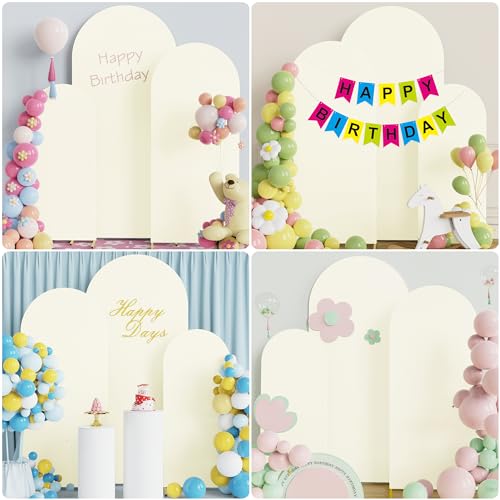Image of Wokceer Wedding Arch Backdrop Cover Set of 3 Spandex Fitted Wedding Arch Stand Covers for Round Top Chiara Backdrop Stands Cover for Birthday Party Ceremony Banquet Decoration 4ft,5ft,6ft Ivory