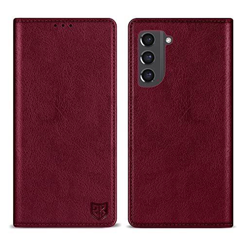 ZZXX for Galaxy S21 FE Wallet Case Strong Magnetic 6.4 inch,Wine Red - image 1