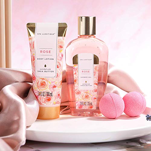 SPA LUXETIQUE Mother's Day Gift, Gifts for Women, 8-Piece Rose Fragrance Bath Gift Set, Women, Birthday Gift, Wellness Set for Women, Beauty Set with Decorative Bathtub, Christmas Gifts