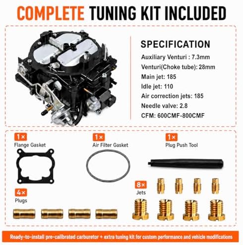 Rochester Quadrajet Carburetor 4 Barrel Black Anti-Corrosion for Chevy SBC BBC 327 350 427 454 V8 1966-1973 Trucks & Classic GM Cars, Replace 1901R 4MV 750CFM Manual Divorced Choke Detail