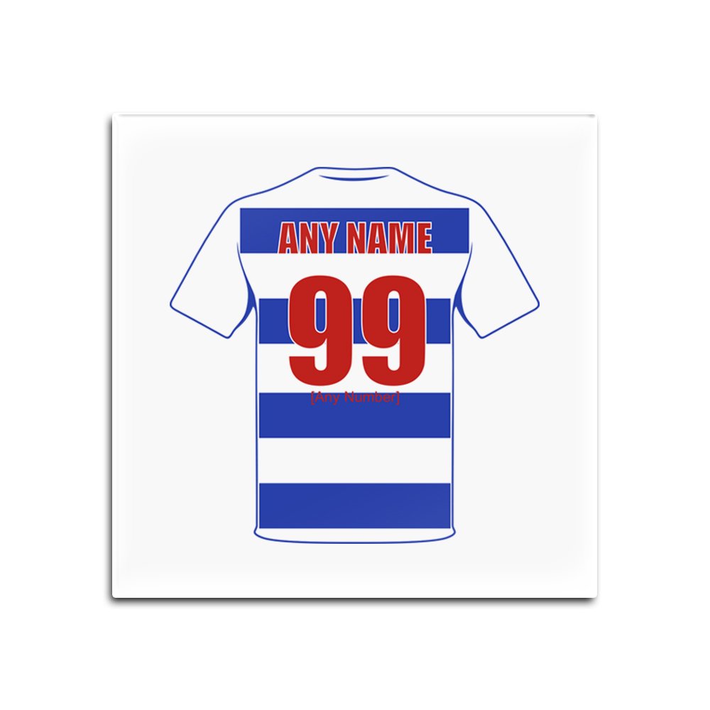 UNIGIFT Personalised Gift - Set of 4 x Queen Park Rangers Glass Square Coasters (Football Club Design Theme, Colour Options) - Any Name/Message on Your Unique Mat Pad - QPR The Hoops Rs Queen