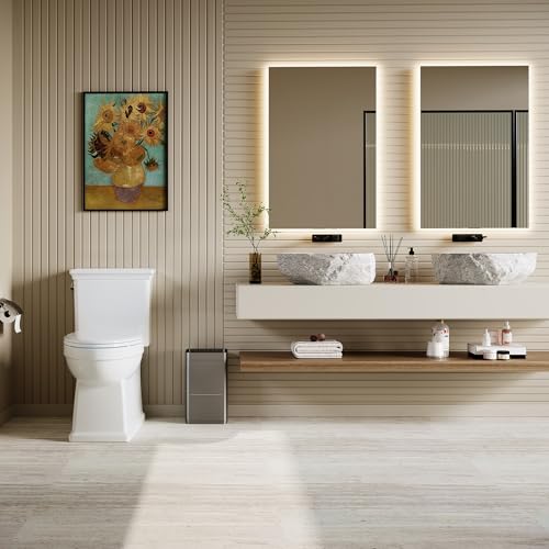 Inodoro comercial de una pieza extra alargado IDEALHOUSE – Descarga dual 0.8/1.28 GPF – Altura para confort 16" – Ahorro de agua potente – Asiento en V con cierre suave – MAP 1000 g – Entrada de 12" – Completo miniatura 5