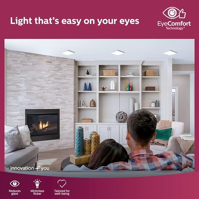 Image of Philips 18W Square FullGlow Surface LED Panel Light | Neutral White 4000K | Energy-Efficient Ceiling Light for Home, Office & Commercial Use