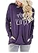 ONLYSHE Womens Casual Long Sleeve Tops Tunic Crewneck Sweatshirts Clearance Purple