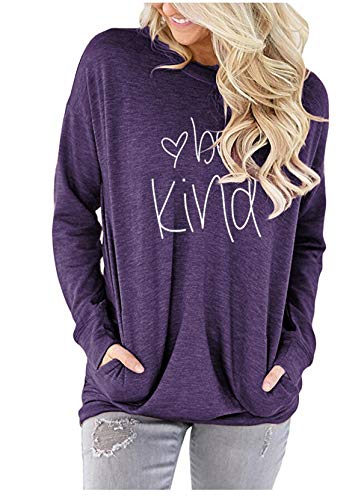 ONLYSHE Womens Crewneck Sweatshirt Casual Loose Fitting Tops Long Sleeve T Shirt