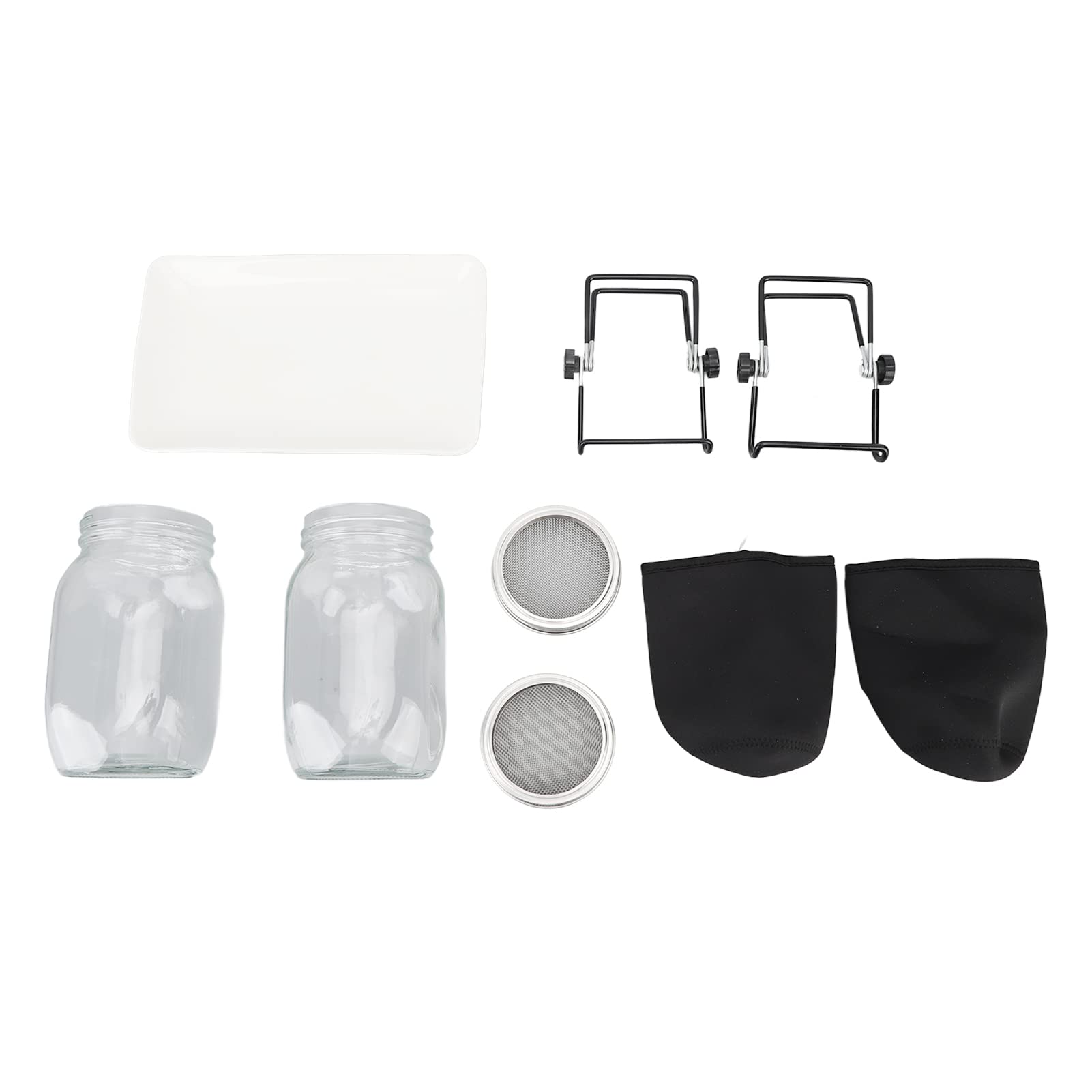 Lot de 2 Bocaux de Germination, Kit de Culture de Germes de Brocoli Mason Jar Kit de Germination Kit de Culture de Micro-verts avec Couvercle en Maille, Bouche Large, Drainage Facile pour la Culture D