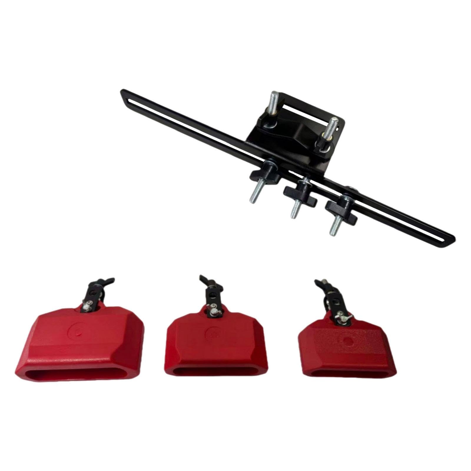Set di Campanacci Da 4", 5" E 6" con Supporto, Strumento Robusto per L'insegnamento, Set di Batteria per Esibizioni in Festival, Rosso